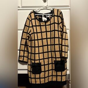Mud Pie preppy Black and Tan Checkered Kids sweater Dress size small